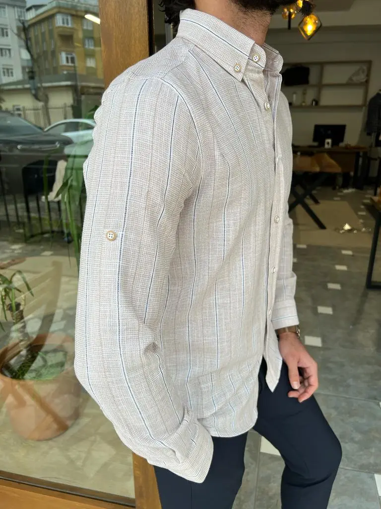 Everyday Long Sleeve Slim Fit Striped Cotton Casual Shirt