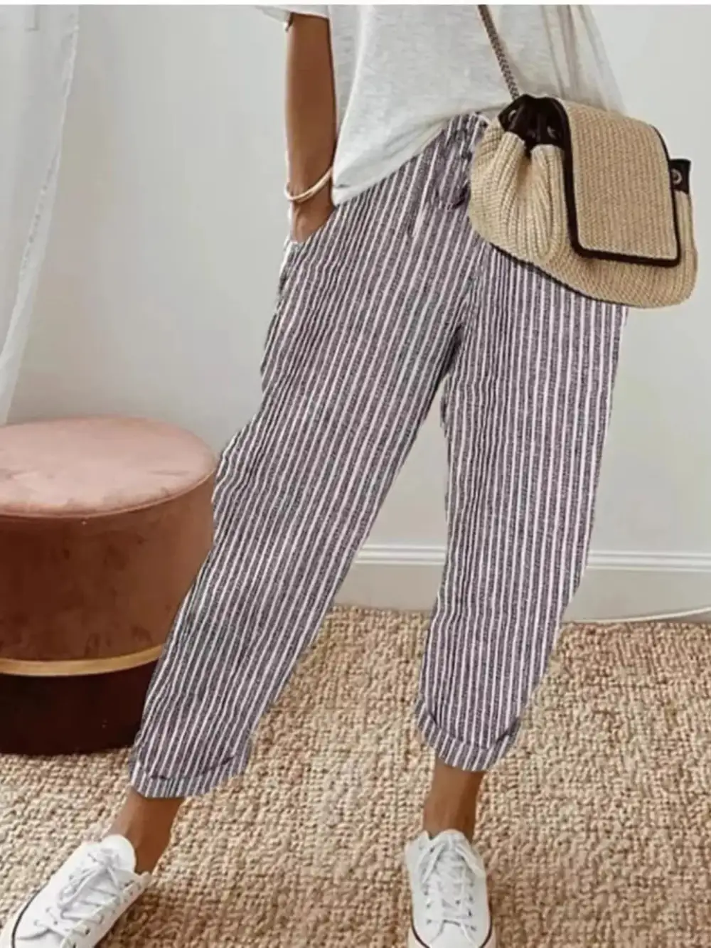 Striped Cropped Pants