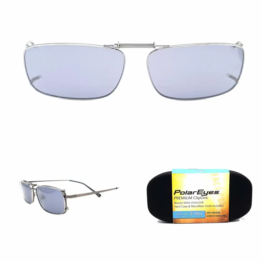 54mm Rectangular Polarized Clip-On Sunglasses