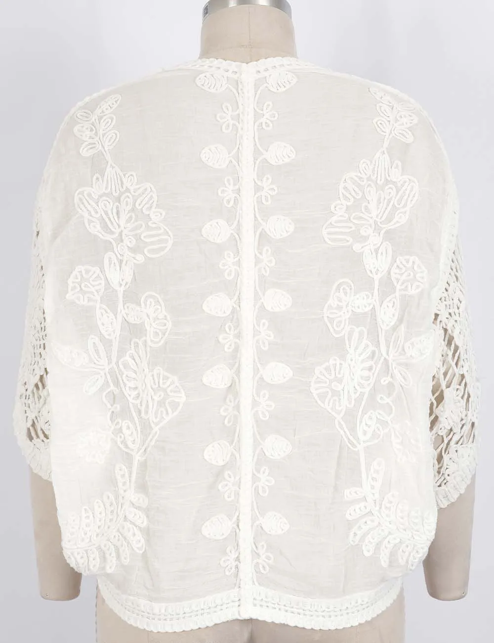 Boho Embroidery Crochet Knit Sleeves Cardigan