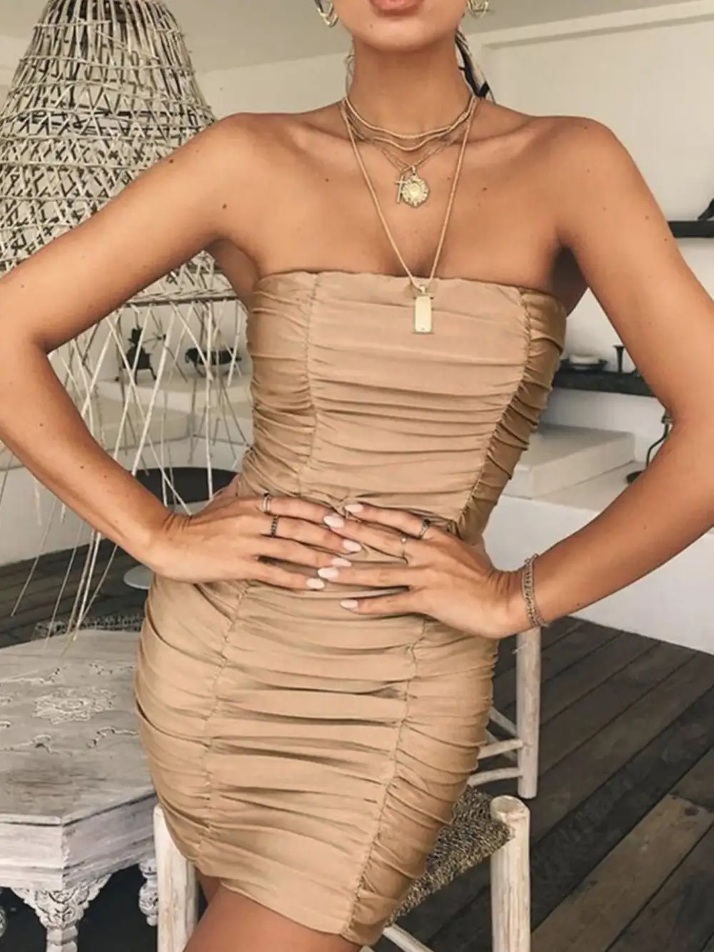 Drape Ruched Mini Dress
