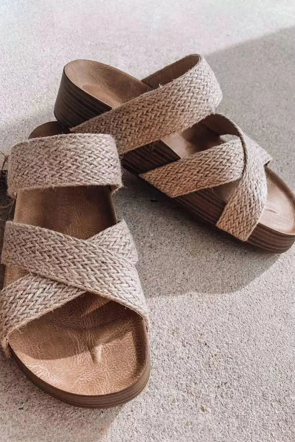 Woven Crisscross Cutout Flat Sandals