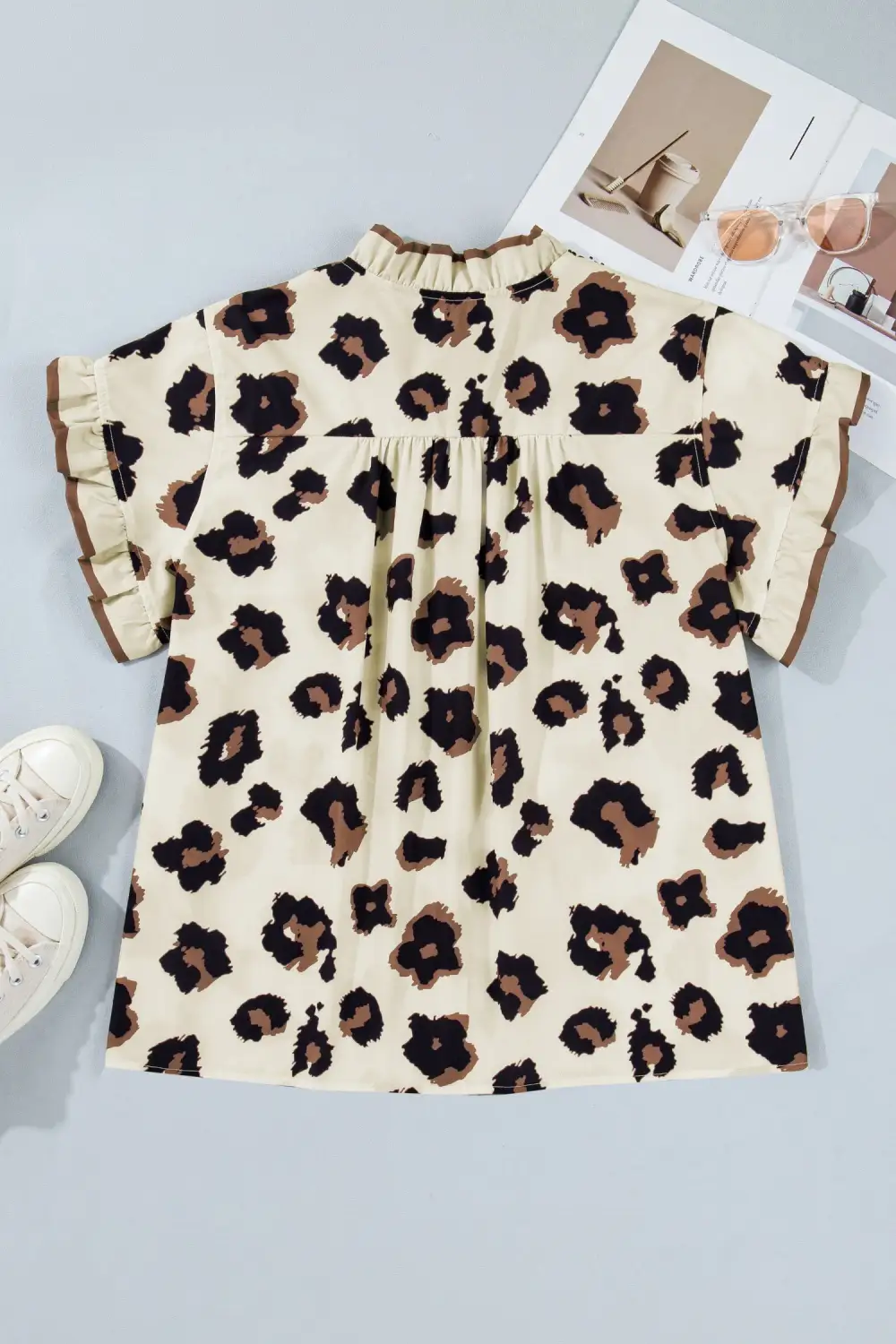 Women's Leopard Print Colorblock Short Sleeve Top