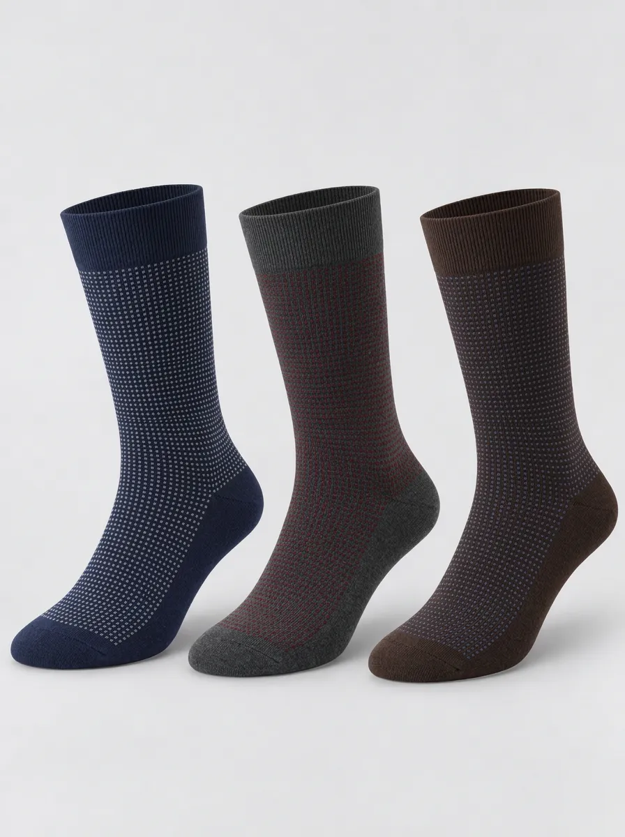 Men's Business Casual Micro-Dot Pattern Printed Socks 3-Pack