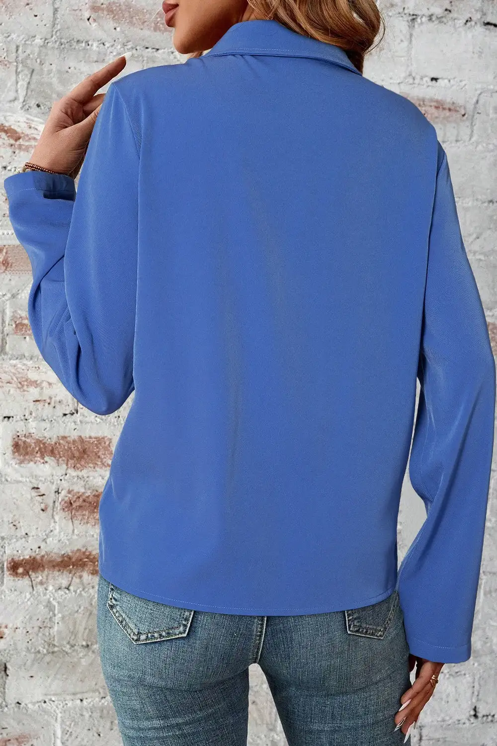Zip-Up Collared Pocketed Jacket