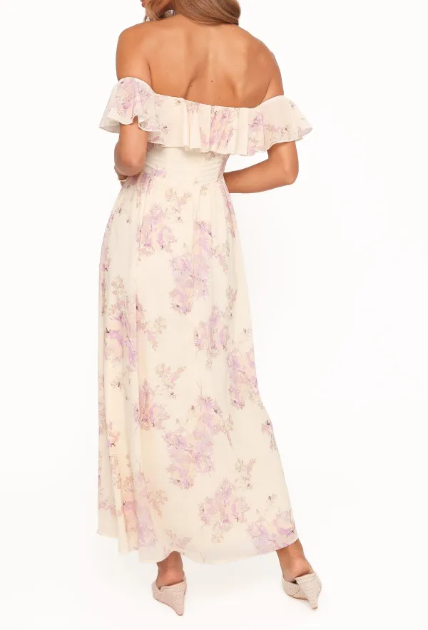 Frill Straight Neck Maxi Dress