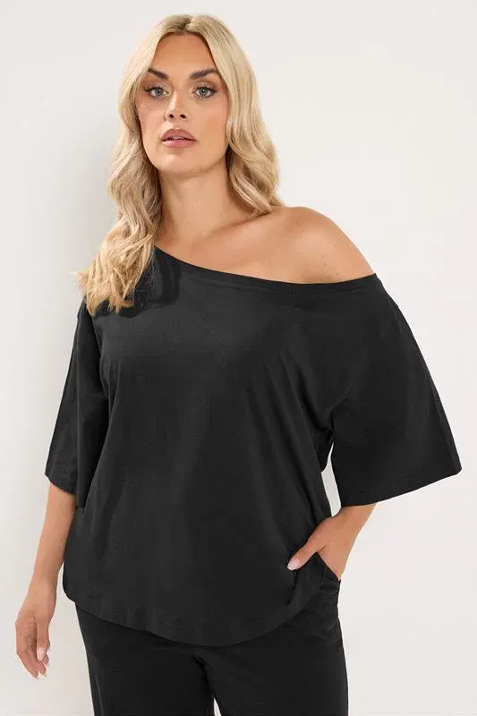 Black Off Shoulder Tee