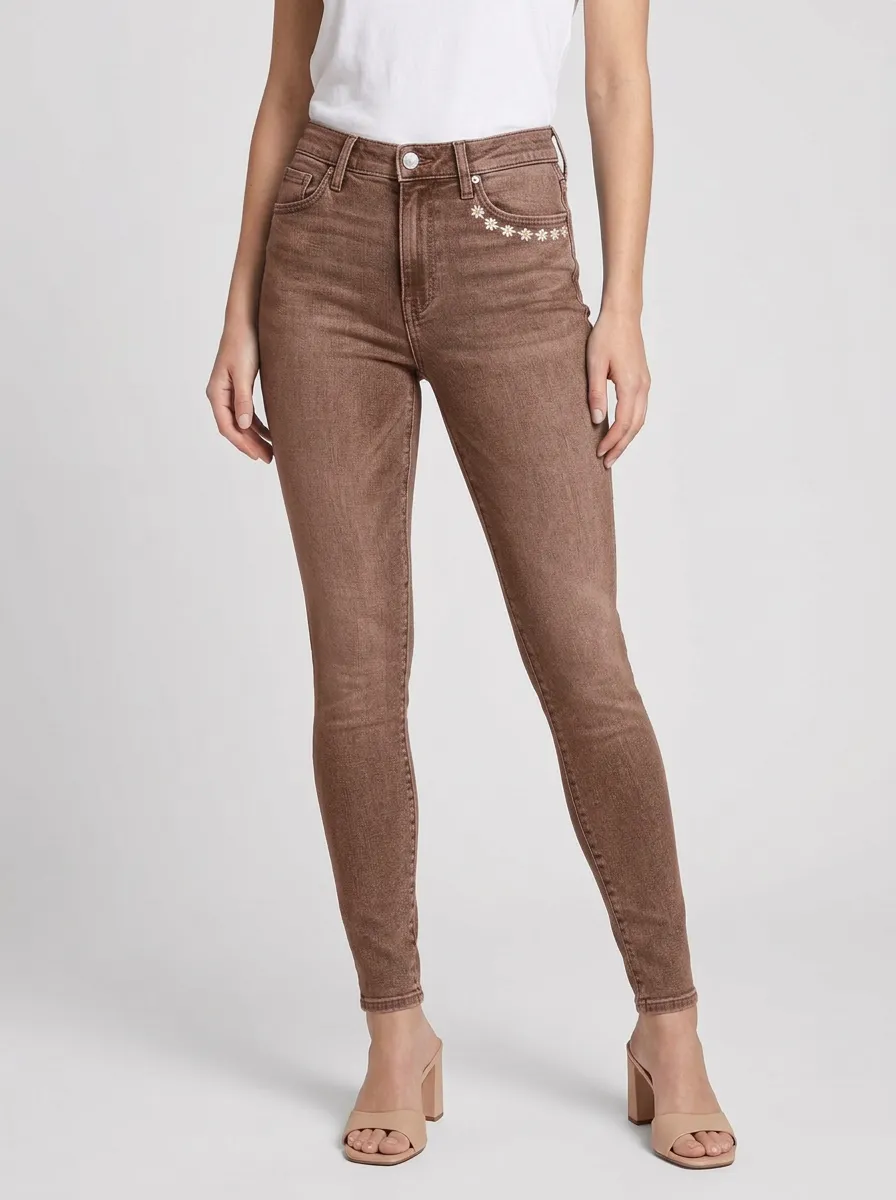 Women's Willow Floral Daisy Embroidered Printed Slim Jeans