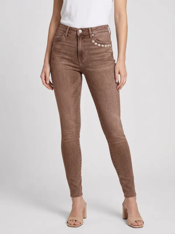 Women's Willow Floral Daisy Embroidered Printed Slim Jeans