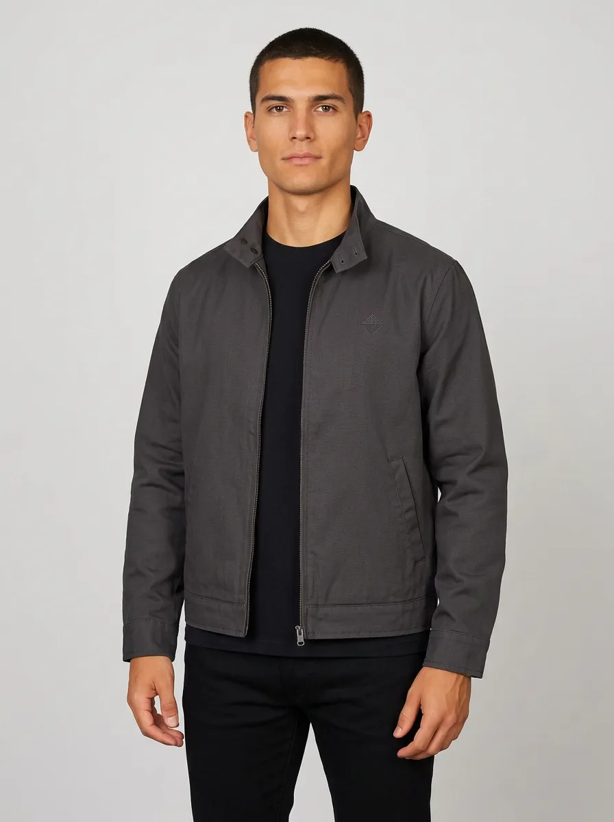Men's Casual Minimalist Embroidered Zip-up Jacket