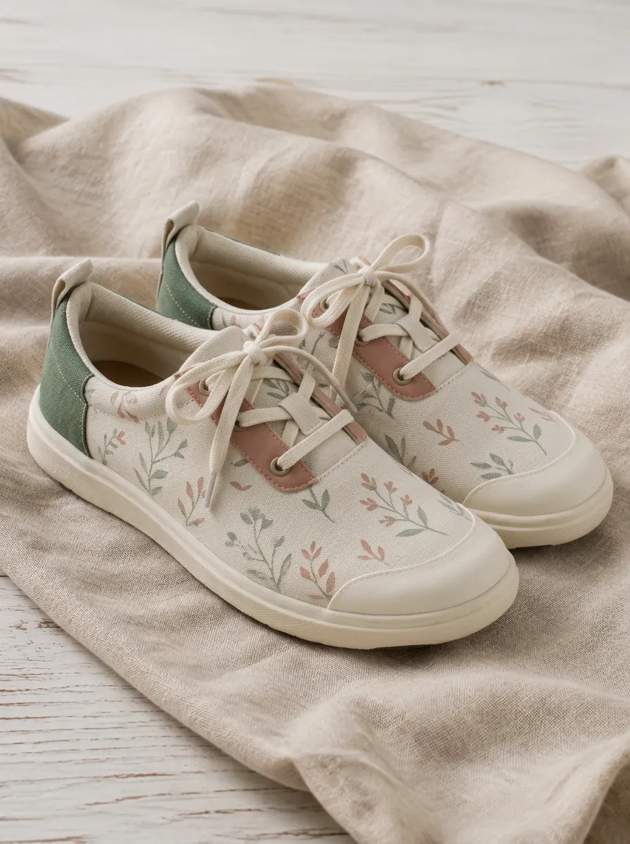 Women's Refined Botanical Nature Lover Floral Patterned Canvas Shoes