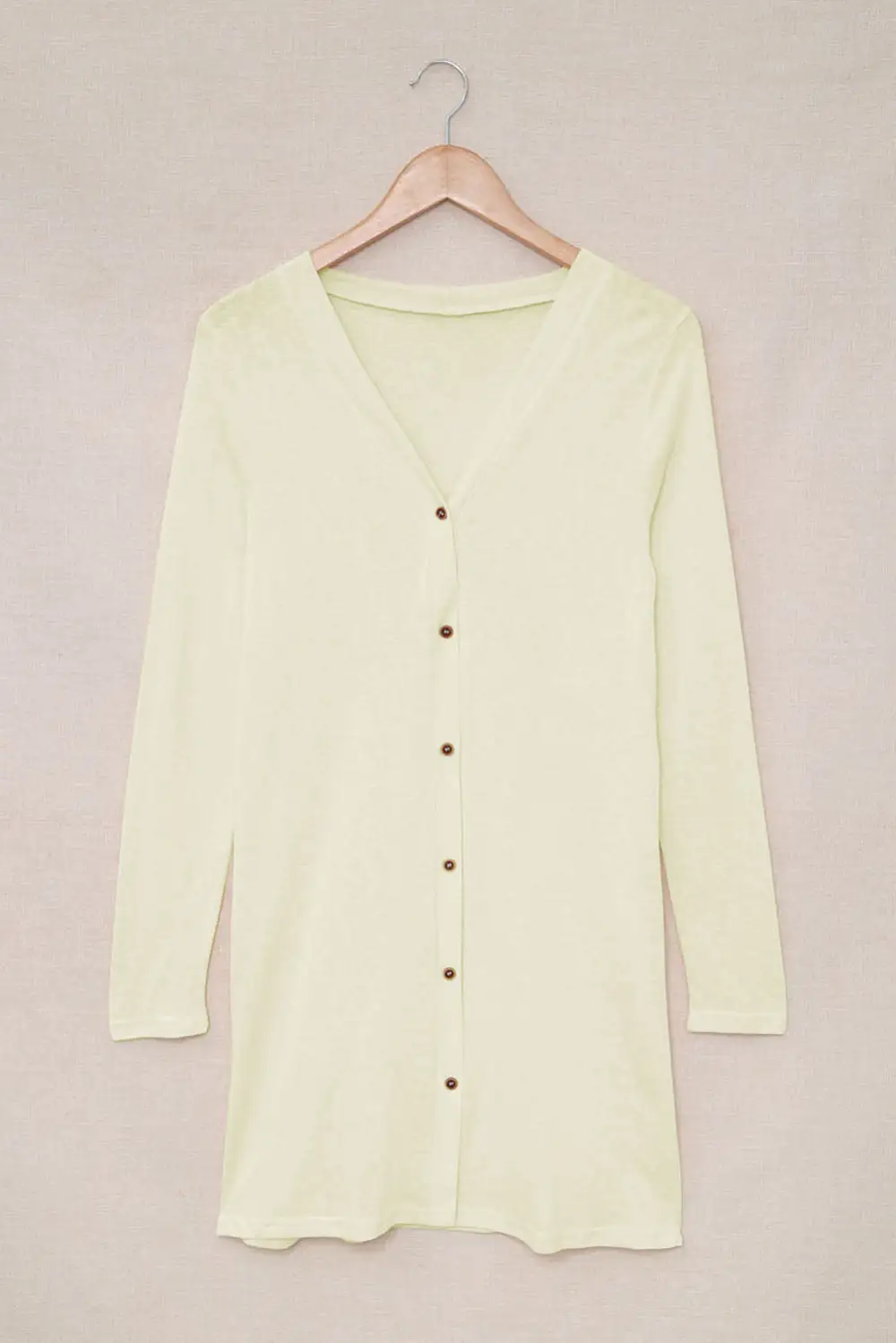 Solid Open-Front Buttons Cardigan