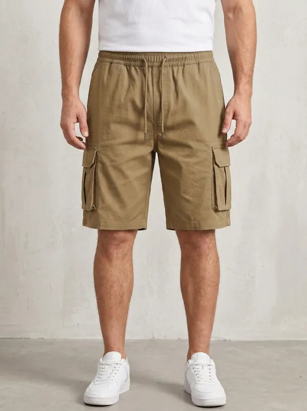 Outdoor Pocketed Drawstring Utility Cargo Shorts