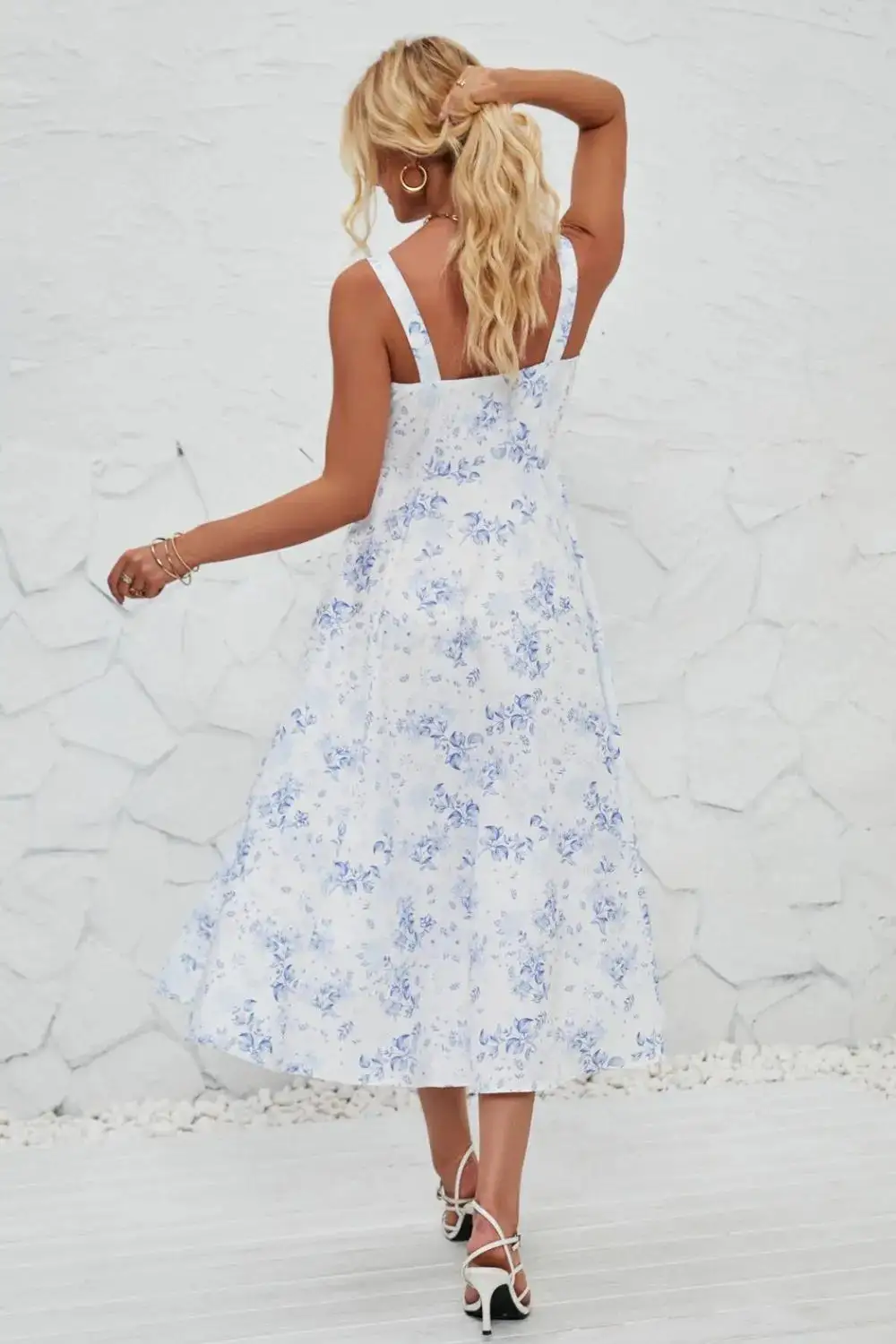 Smooth Finish Floral Printed Slit Dress