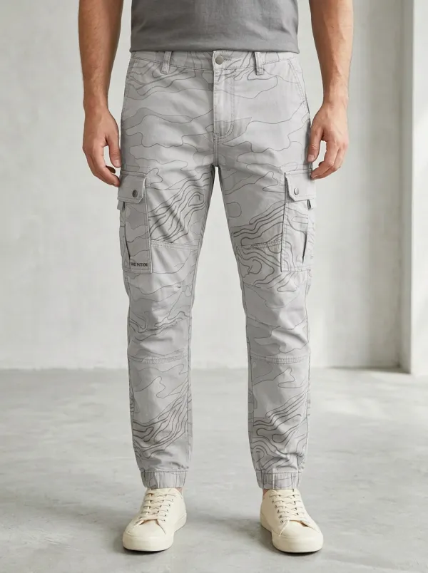 Men's Topographic Camo Knee Panel Cargo Joggers