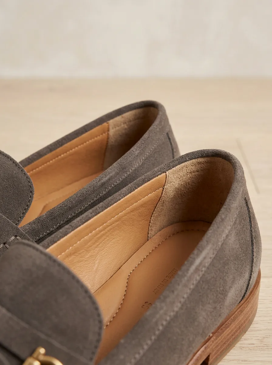 Women's Classic Buckle Detail Classic Suede Wood Sole Loafers
