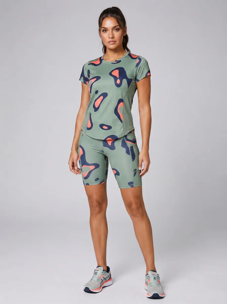 Women's Fitness Abstract Camo Printed Workout Set