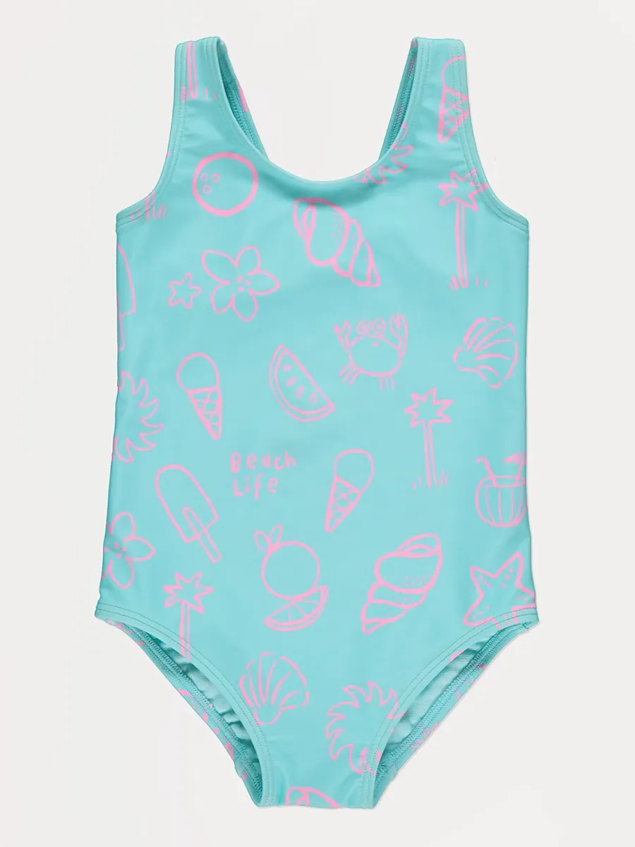 Blue Beach Design Swimsuit
