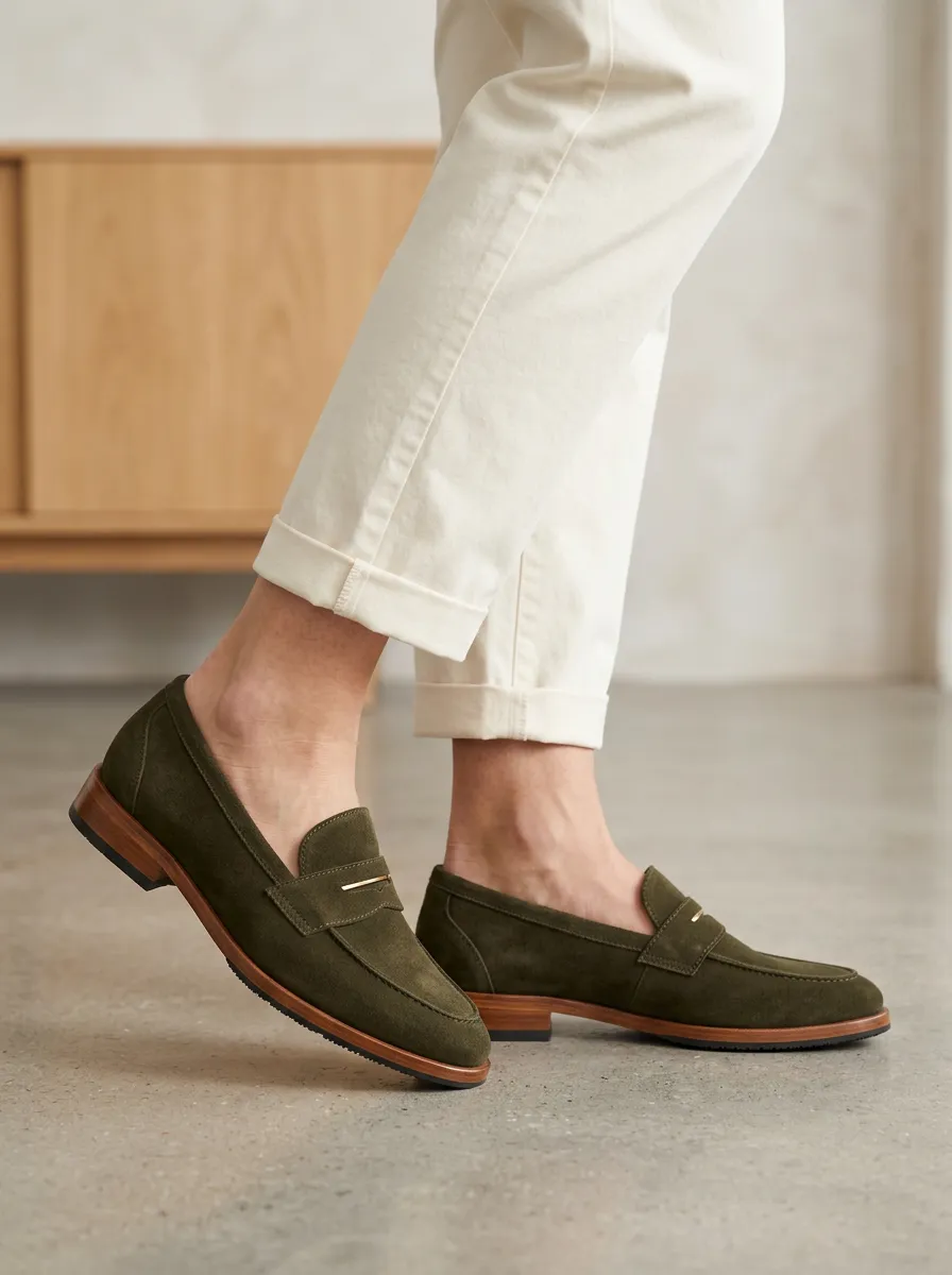 Women's Everyday Penny Suede Wood Sole Loafers