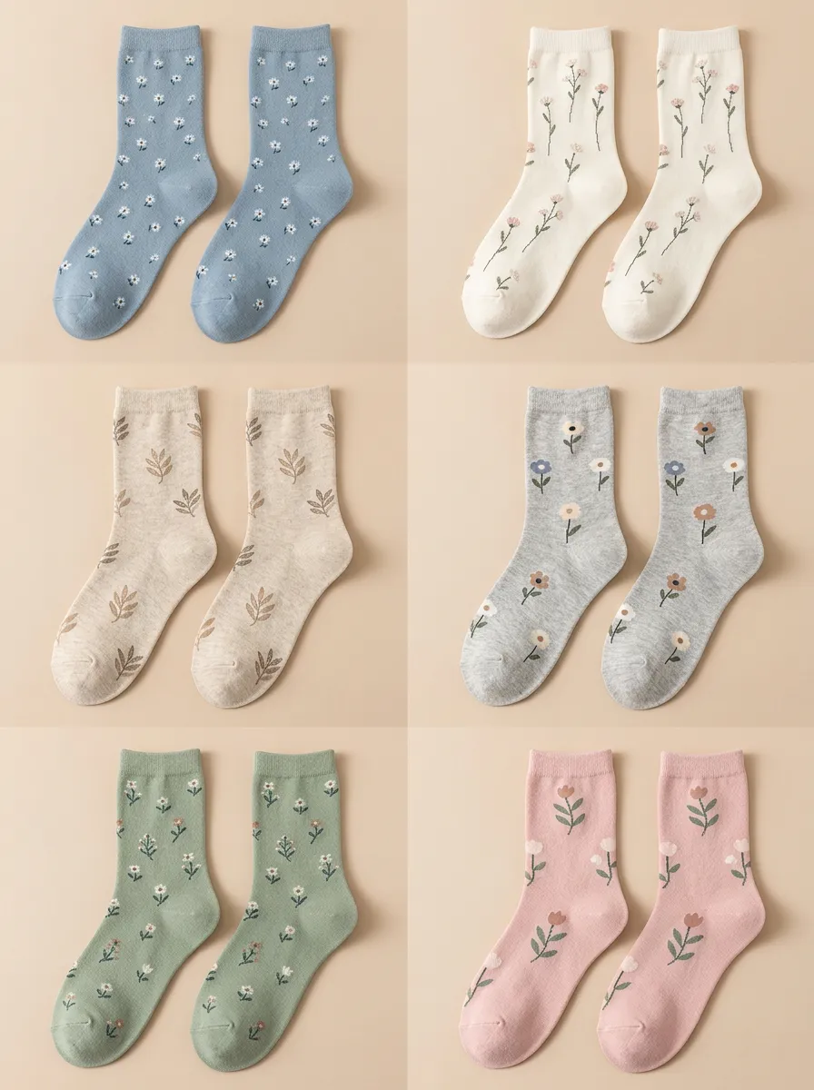 Women's Botanical Ribbed Multi-Pack Crew Cat Classic Socks