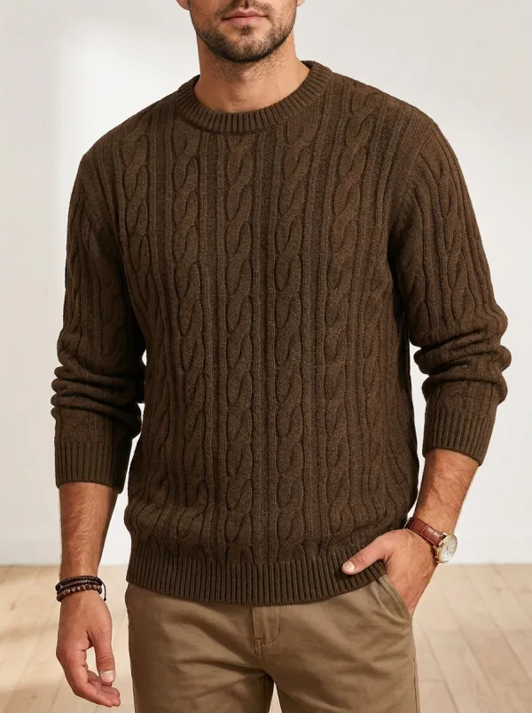 Men’s Ribbed Cable-Knit Layering Sweater