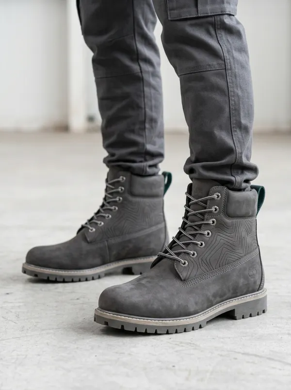 Unisex Modern Outdoor Enthusiast Topographic Pattern Print Work Boots