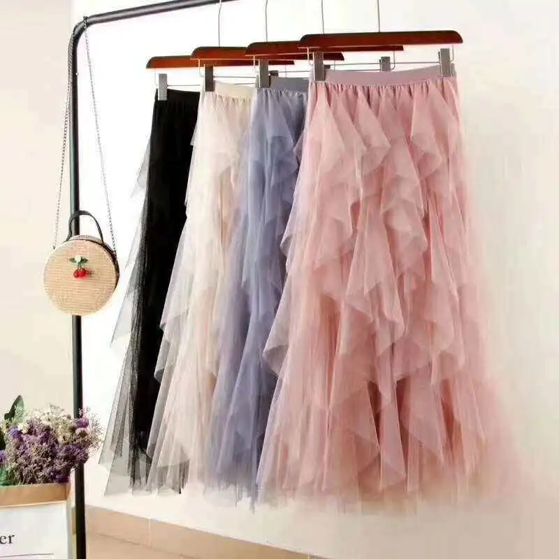 Comfort Irregular Multi-Layer Mesh Skirt