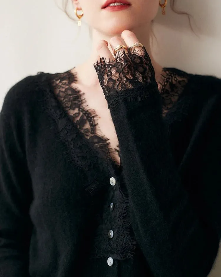 Modern Cashmere Button-Front V-Neck Relaxed-Fit Cardigan