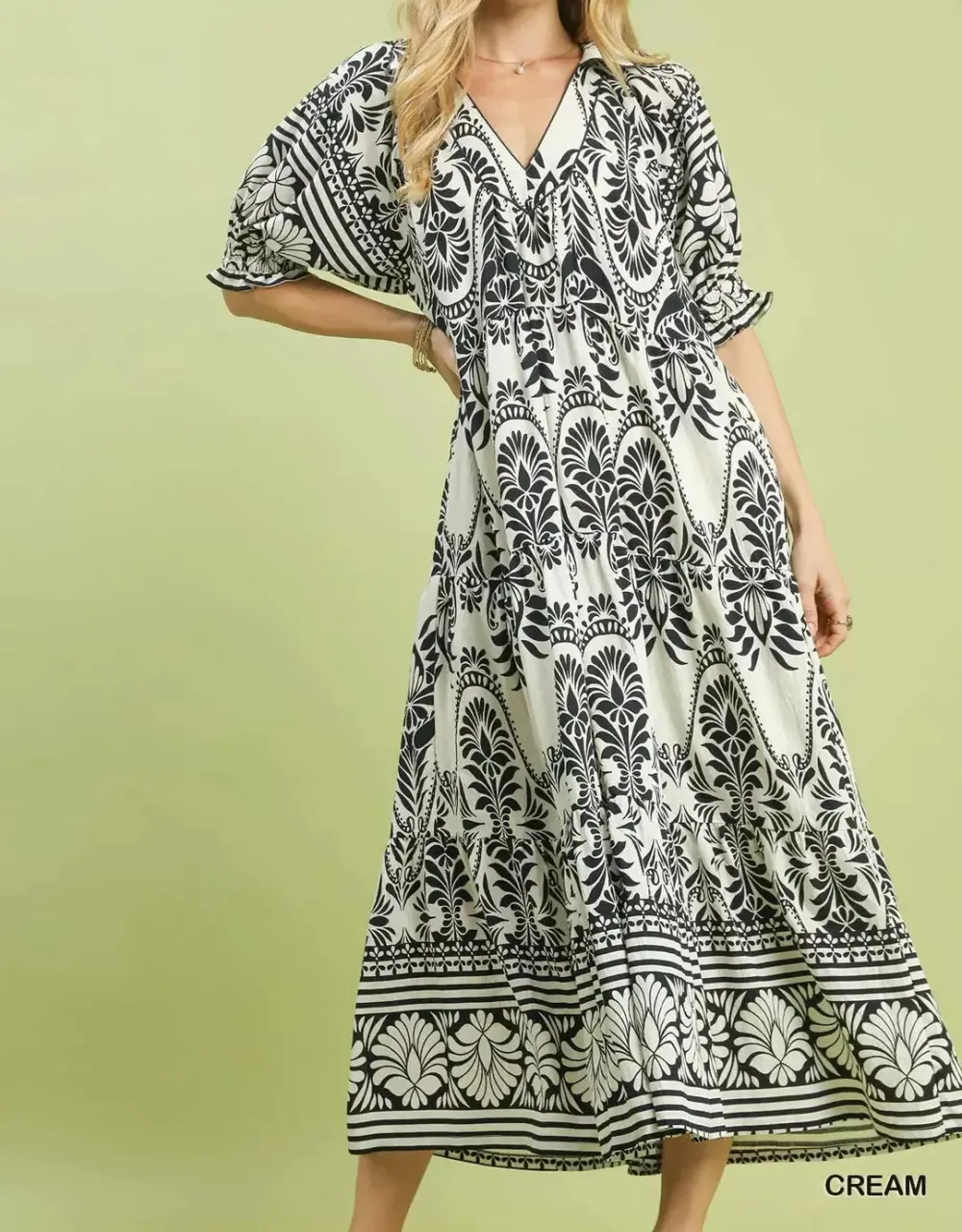 Tone Two Tone Border Midi Dress