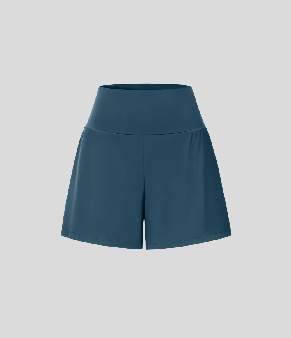 2026🔥 UK Super High Waisted Back Pocket & Side Hidden Pocket 2-in-1 Yoga Shorts