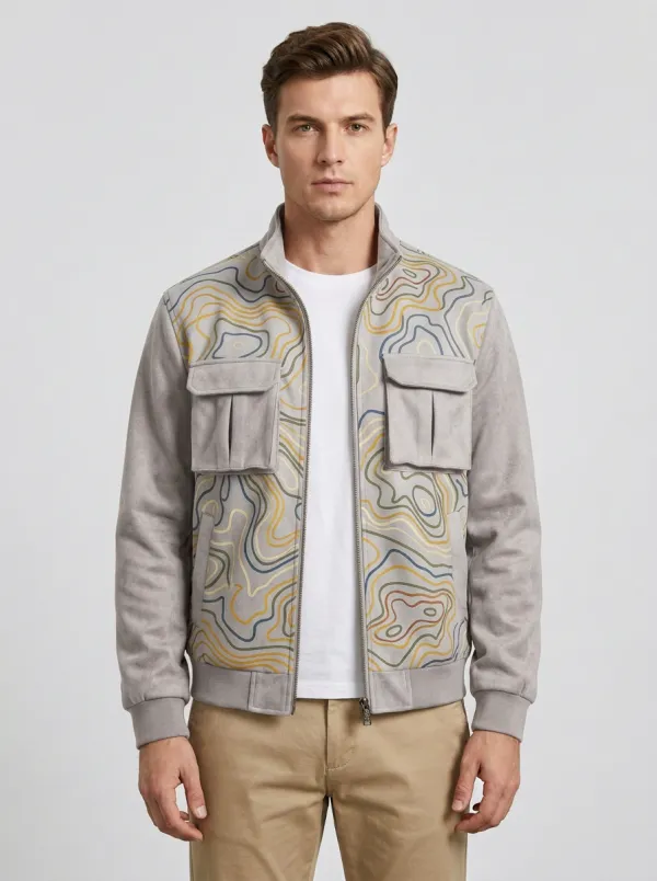 Men's Outdoor Explorer Topographic Map Printed Jacket