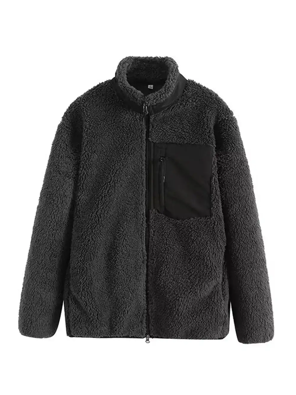 Plush Zip Front Pocketed Casual Jacket