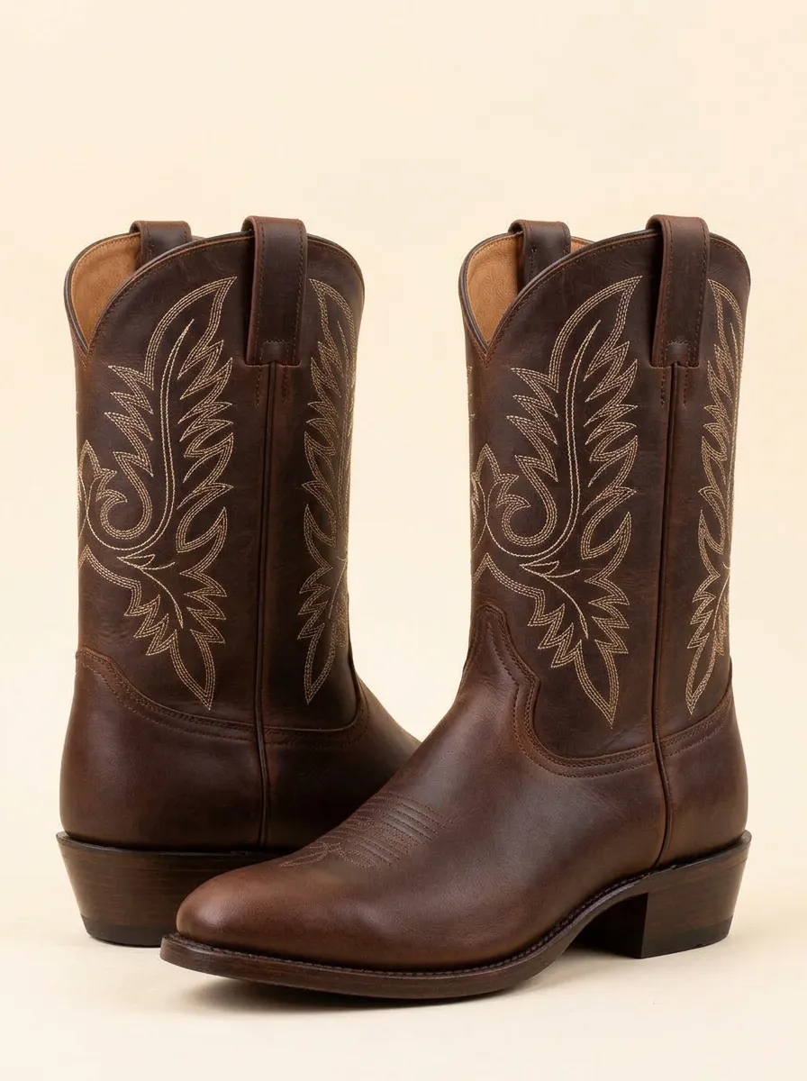 Men's Decorative-Stitch Mid-Calf Western Boots