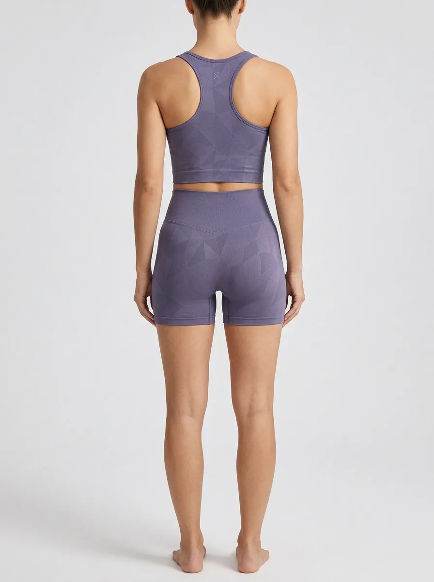 Contemporary Geometric Pattern Profile Women's Tank Top And Sports Shorts Set