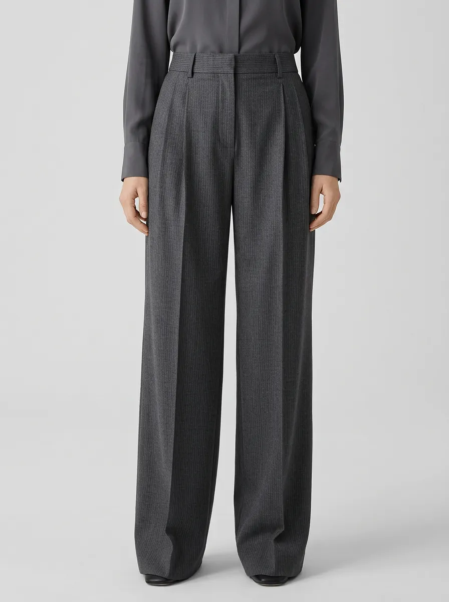 Herringbone High Rise Wide Leg Pants