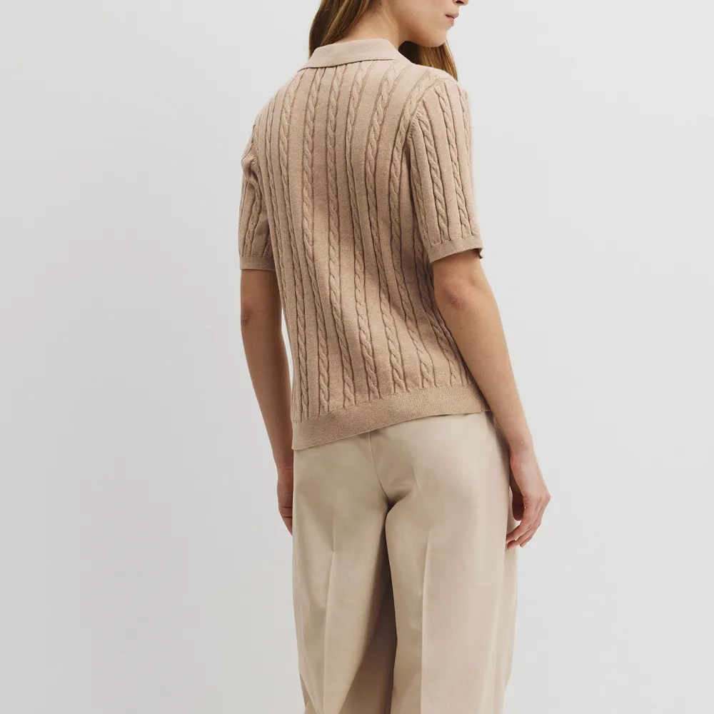 Women's Classic Cable Knit Polo Shirt