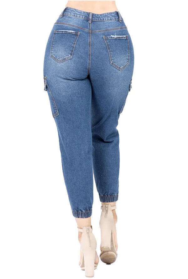 Distressed Cargo Jeans