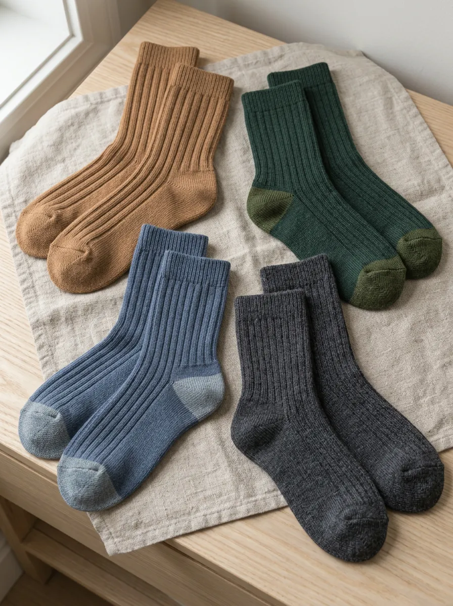 Men's Casual Minimalist Ribbed Knit Multi-Color Crew Socks Set