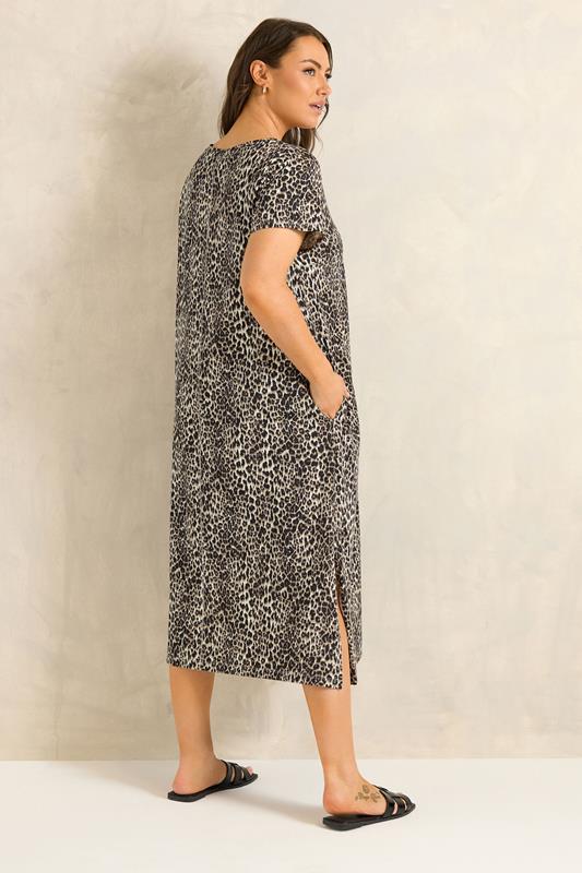 Natural Brown Leopard Print Cotton Dress detail 3