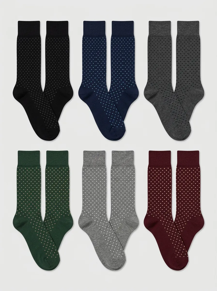 Men's Classic Polka-Dot Ribbed Crew Sock Set