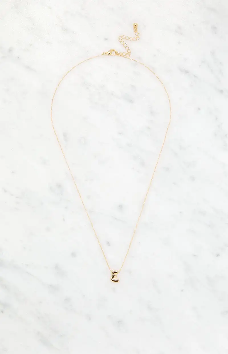 LA Hearts E Initial 14K Gold Plated Necklace