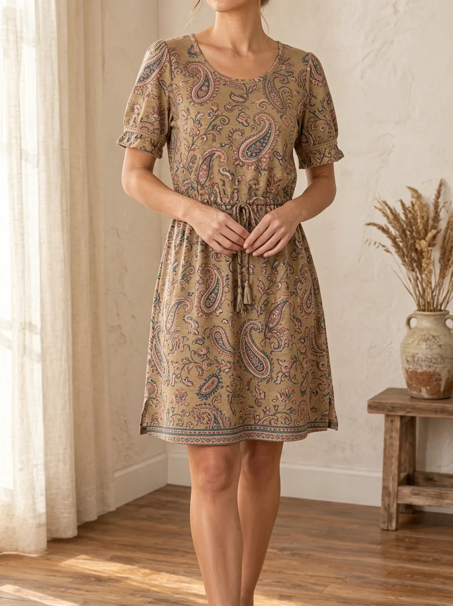 Women's Boho Paisley Pattern Printed Dress