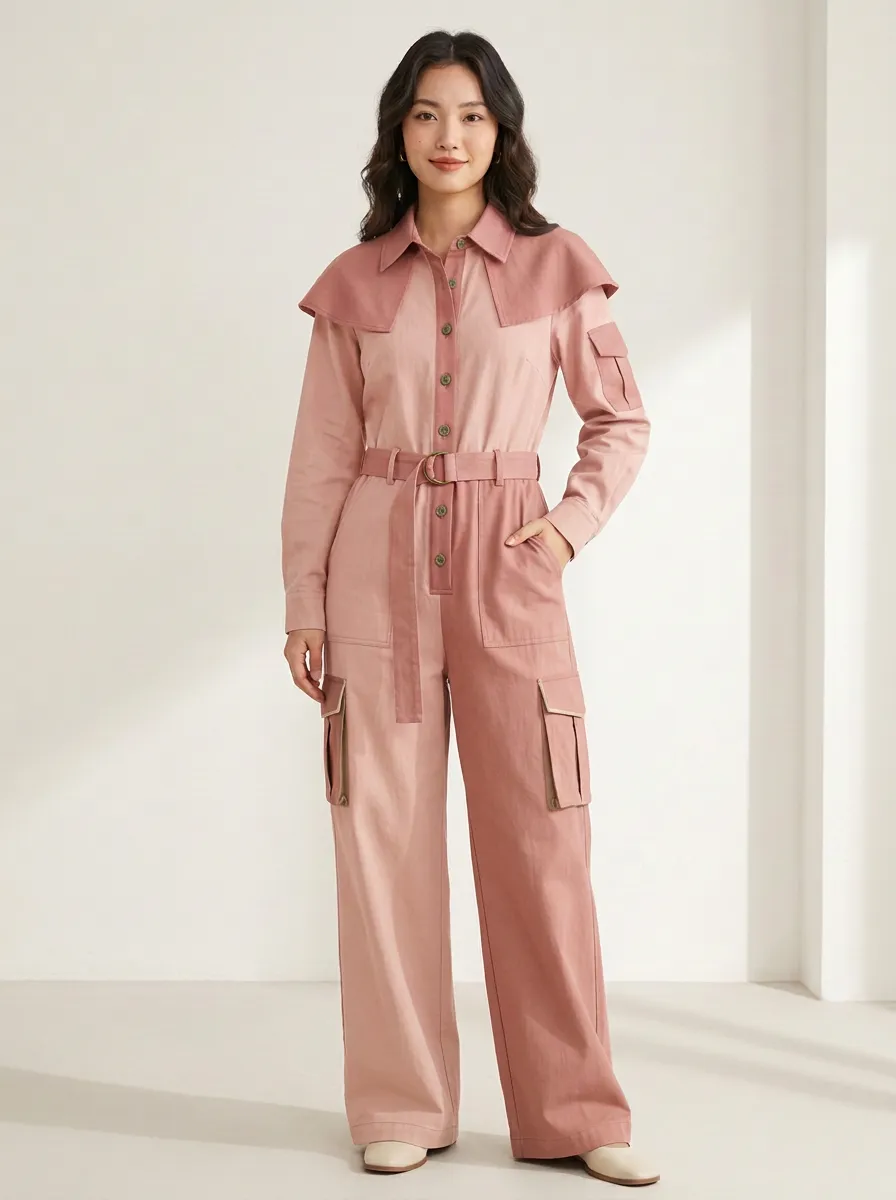 Women's Arden Utility Colorblock Cargo Jumpsuit