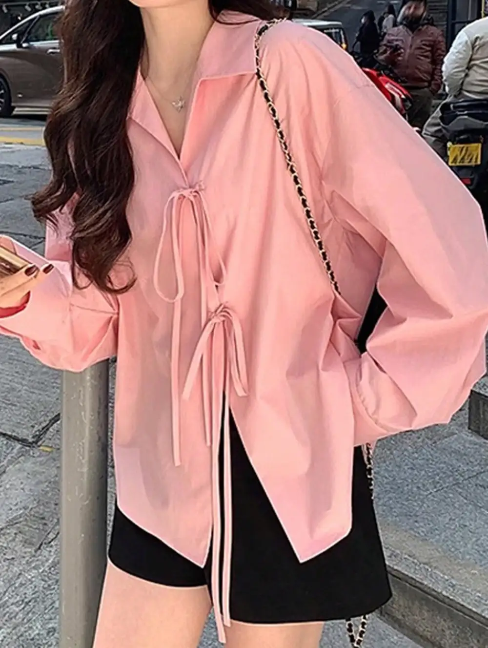 Tie Front Long Sleeve Shirt