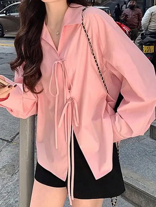 Tie Front Long Sleeve Shirt