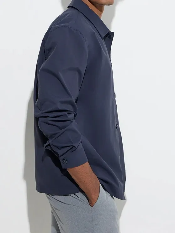 Formals Navy Solid Slim-Fit Man's Shirt