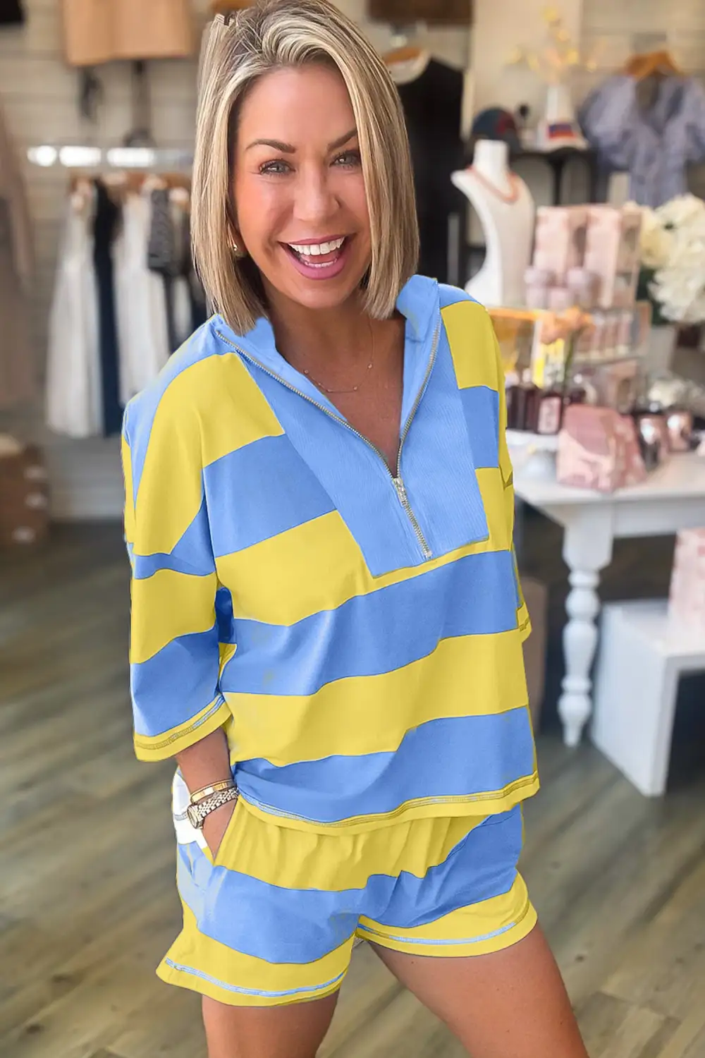 Stripe Shorts Relaxed Shorts Lounge Set Look