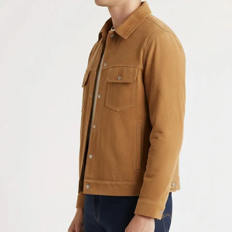 Vintage Inspired Suede Trucker Jacket