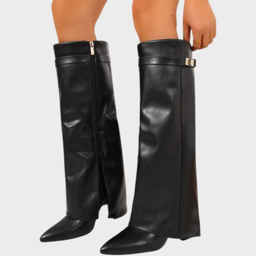 Leather Chunky Sole Tall Boots