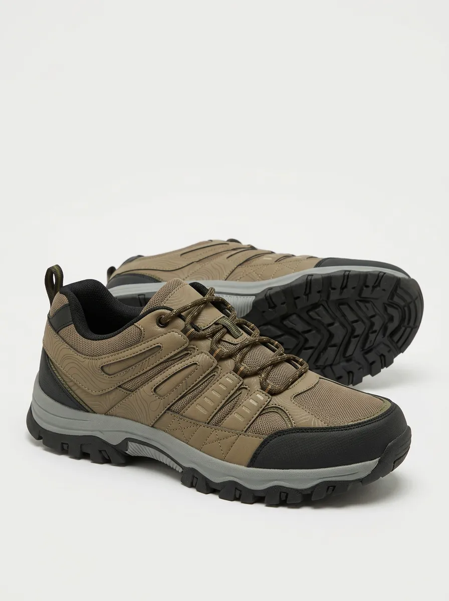 Men's Classic Hiking Enthusiast Topographic Map Printed Outdoor Shoes